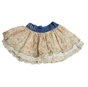 Dolce & Gabbana D&G Junior Boho Denim Lace Skirt Girl Prairie Cottagecore Sz 4T